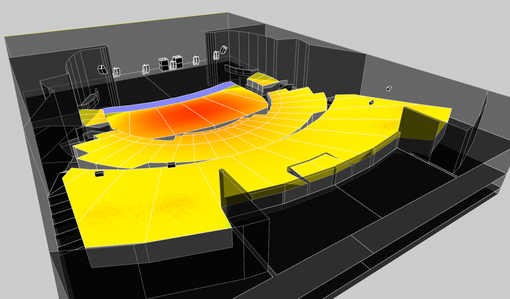 3D Model of sound system set up by L-Acoustics at the Princess Theater, Princess Cruises