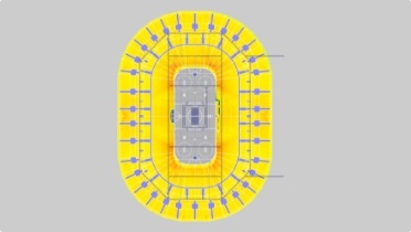 3D Model of sound system set up by L-Acoustics at the Wells Fargo Center in Philadelphia