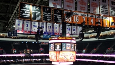 Sound system set up by L-Acoustics at the Wells Fargo Center in Philadelphia