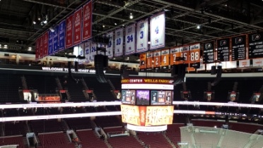 Sound system set up by L-Acoustics at the Wells Fargo Center in Philadelphia