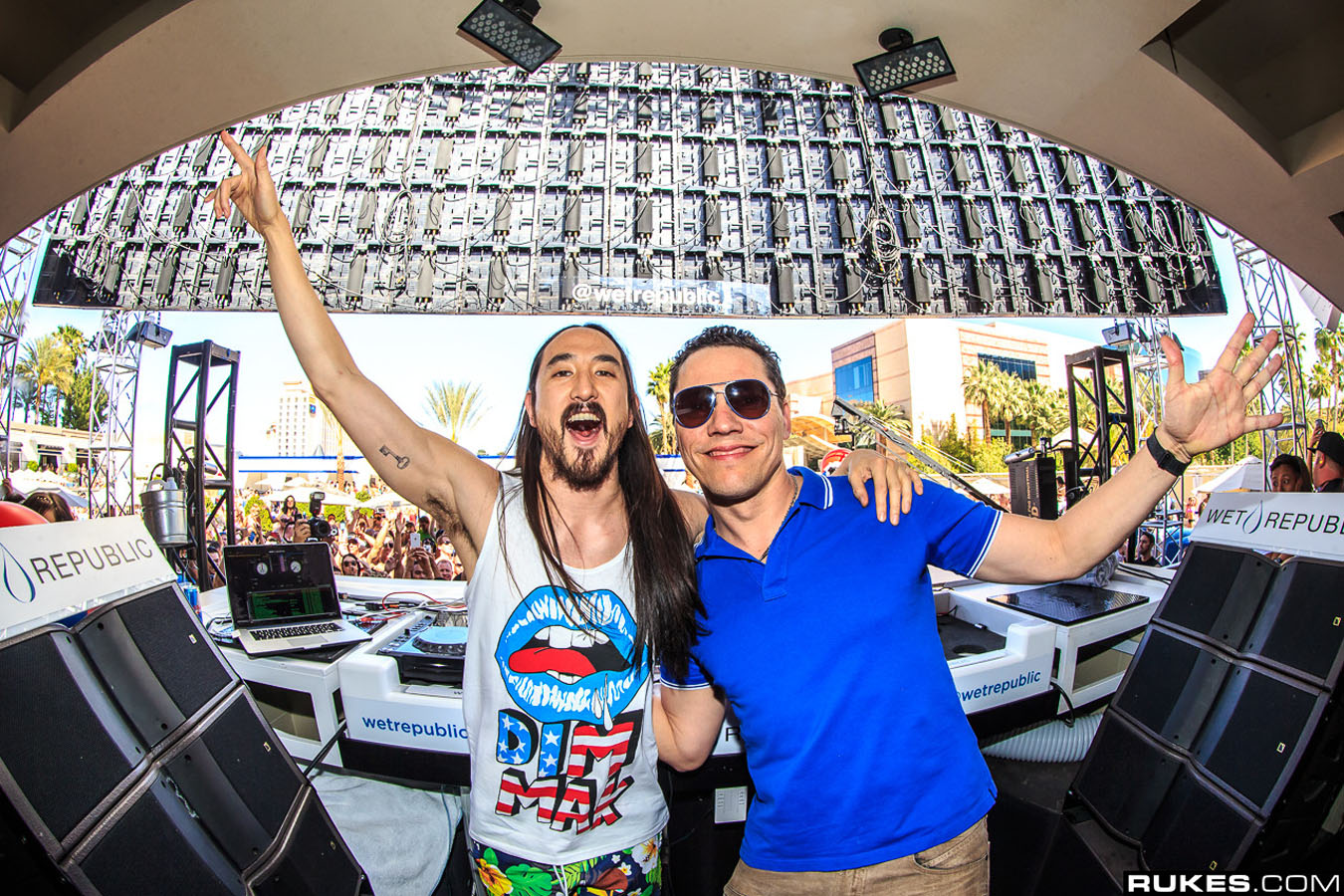 Steve Aoki and Tiesto at the Wet Republic Ultra Pool at MGM Grand, Las Vegas