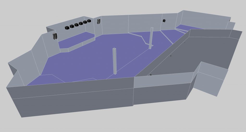 3D Model of sound system set up by L-Acoustics at the Warner Cricket St Thomas Manor Hotel