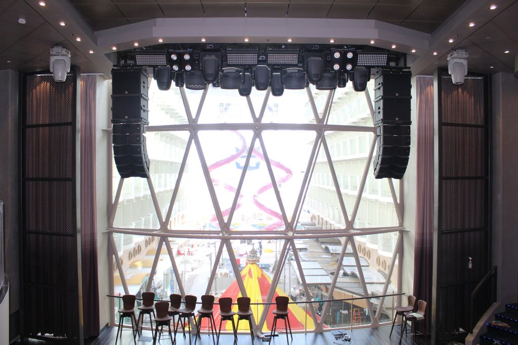 Sound system set up by L-Acoustics at the Oasis of the Seas by Royal Caribbean International