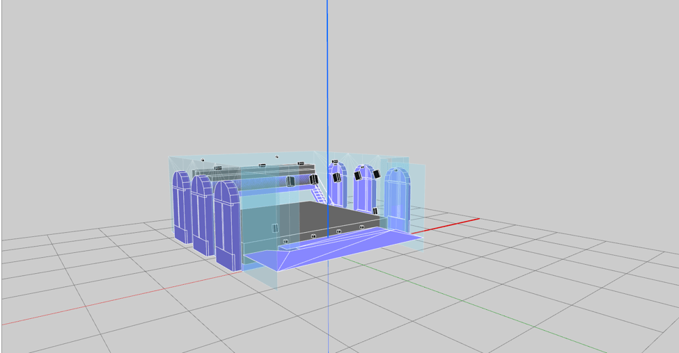 3D Model of sound system set up by L-Acoustics with their L-ISA Hypperreal Immersive Sound at the Broadway Bounty Hunter