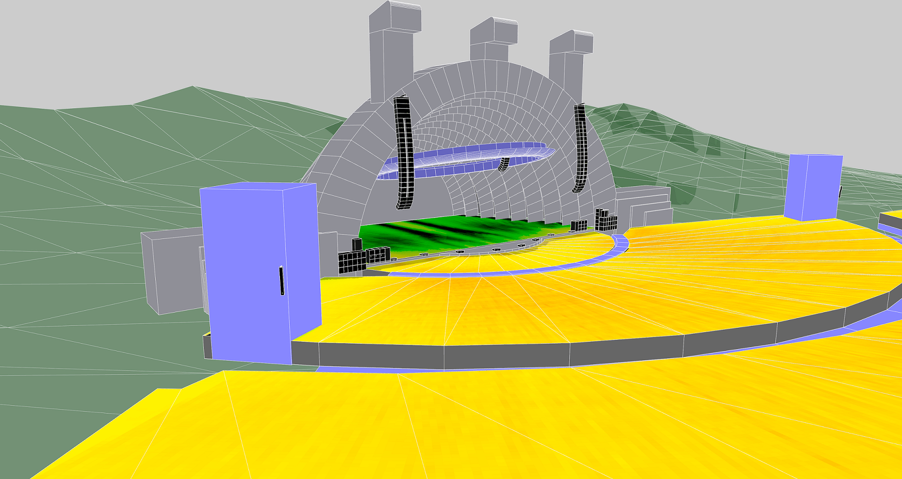 3D Model of sound system set up by L-Acoustics at the Hollywood Bowl