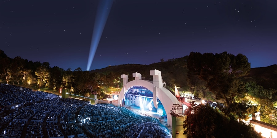 The Hollywood Bowl at night