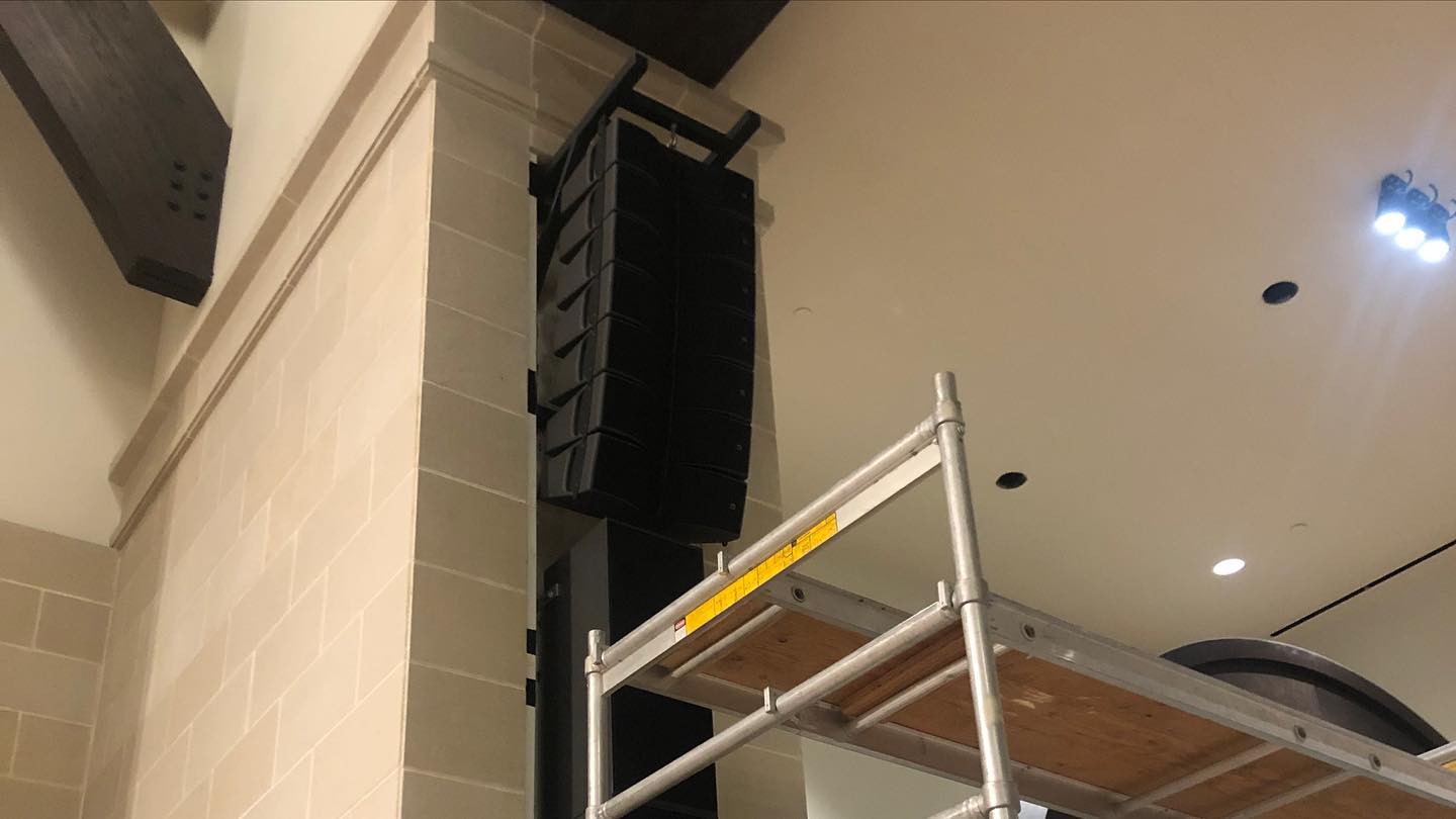 K series sound system set up by L-Acoustics at St. Francis of Assisi