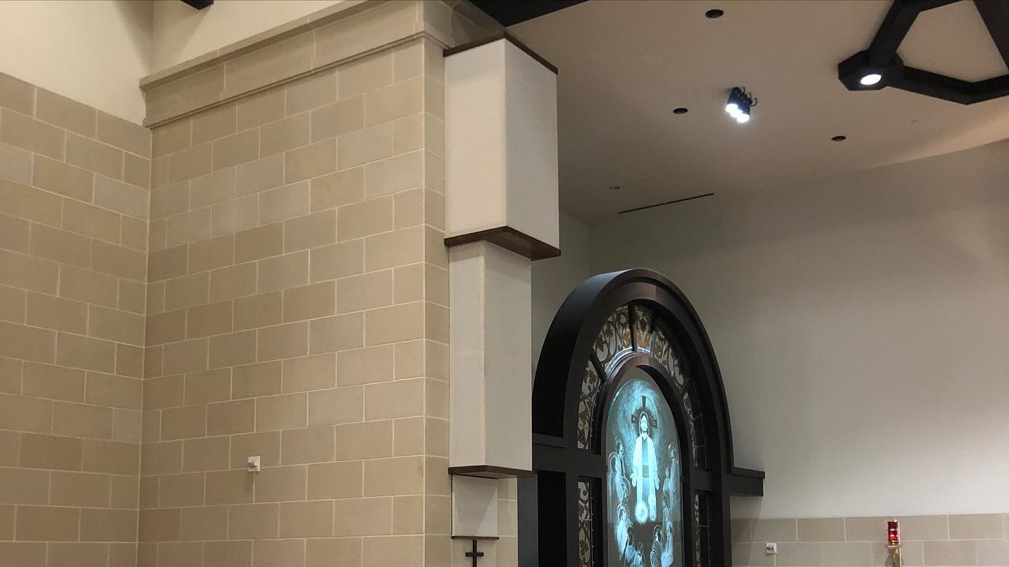 K series sound system set up by L-Acoustics at St. Francis of Assisi
