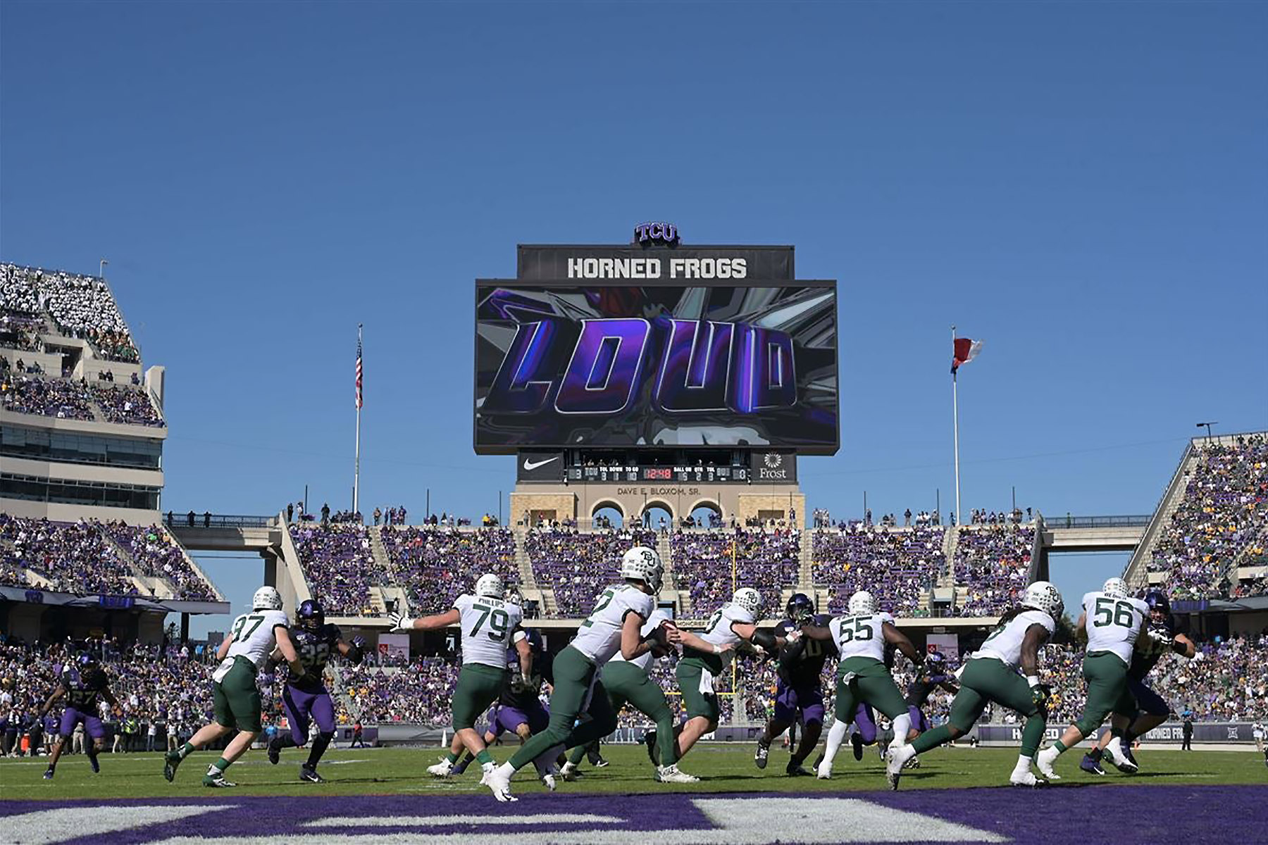 Texas Christian University’s (TCU) Horned Frogs football team, at Amon G. Carter Stadium, Fort Worth, Texas, USA