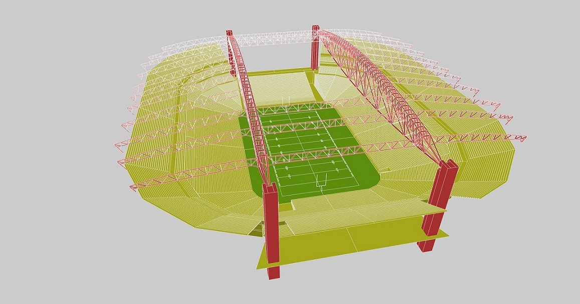 3D Model of sound system set up by L-Acoustics at the State Farm Stadium