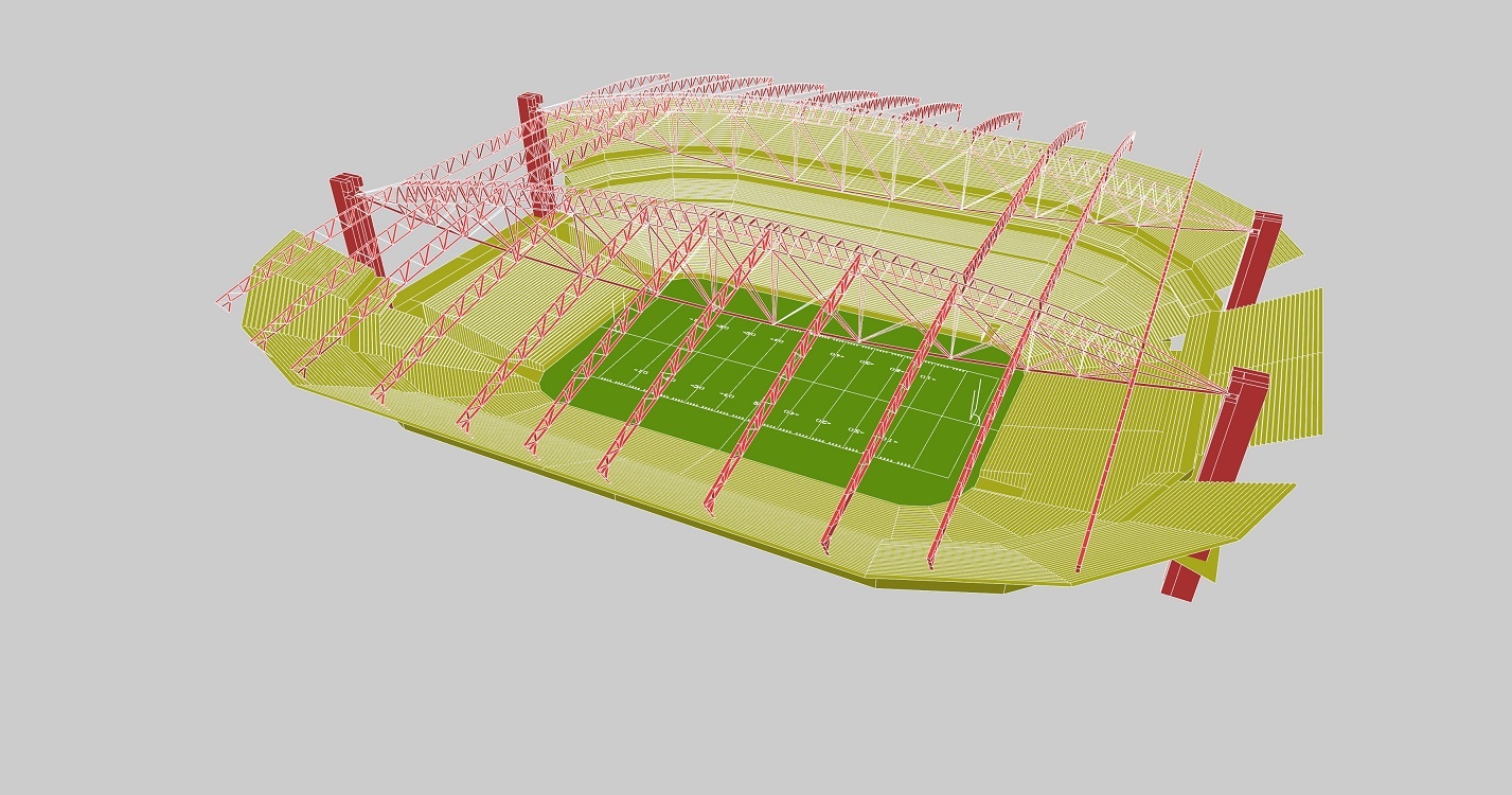 3D Model of sound system set up by L-Acoustics at the State Farm Stadium