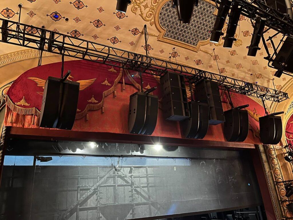 The Outsiders’ frontal truss features Broadway’s first deployment of L-Acoustics L Series arrays (photo credit: Cody Spencer)