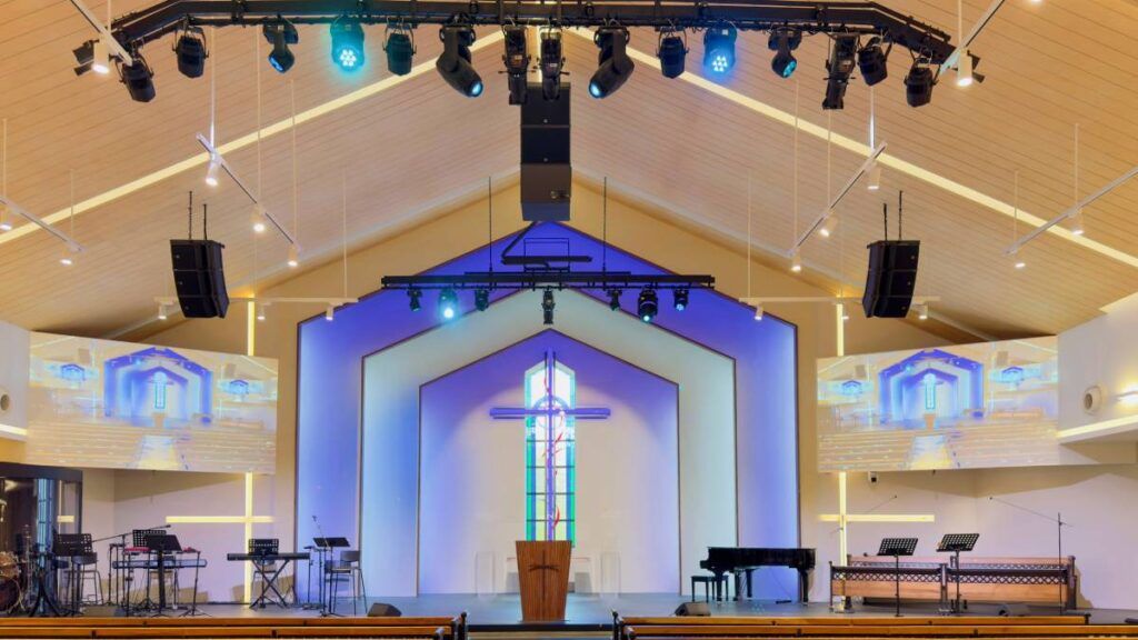 The Bedok Methodist Church main L/R professional sound system of L-Acoustics A10i and SB18i