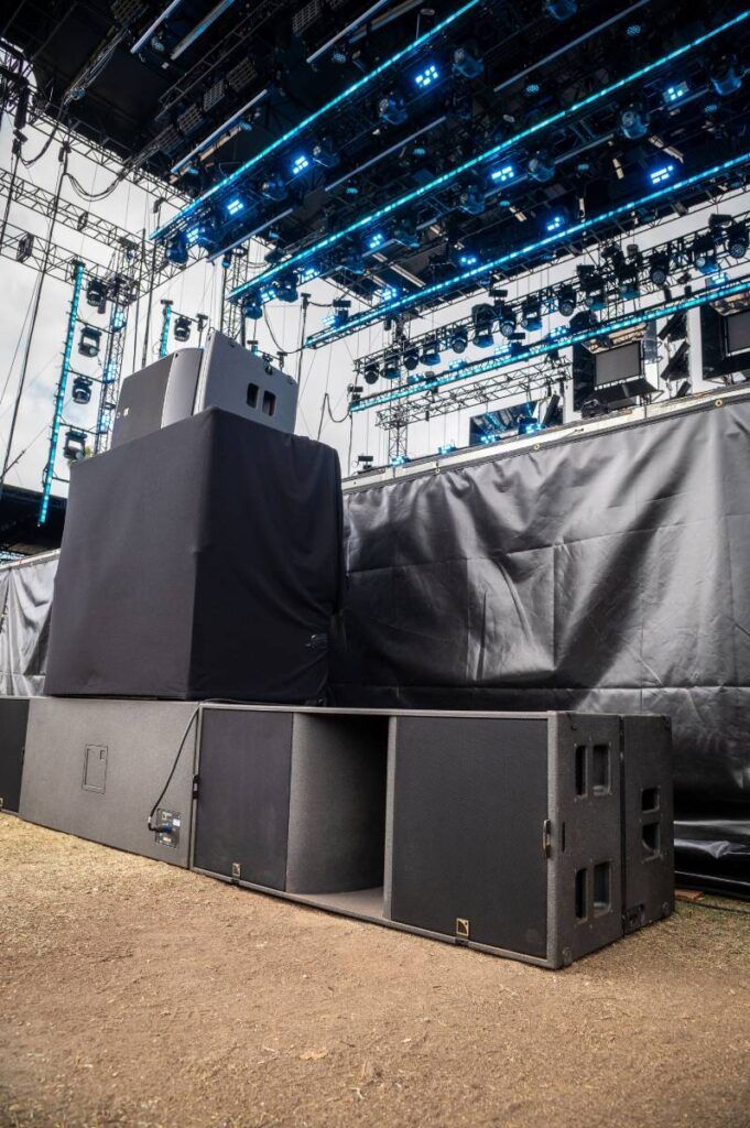Ocean View’s flown subwoofer hangs were complemented by six more KS28 spread out along the stage face (photo credit: Alex Matthews)