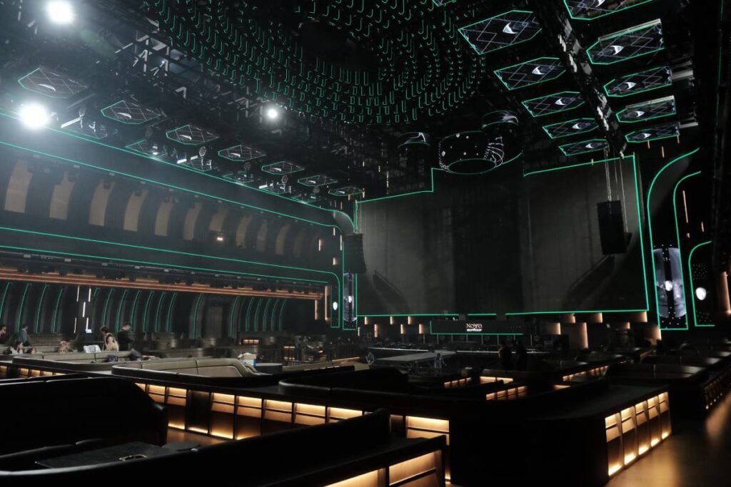 Jakarta’s NOYA X 80 PROOF nightclub main L/R system of nine L-Acoustics K2 per side