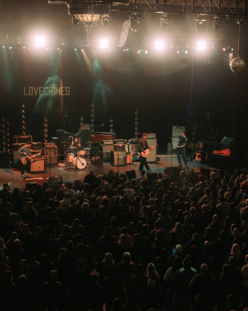 RMA’s center L2D hang seen above the stage during Lovecrimes’ set at RMA (photo credit: Oscar Rodriguez)