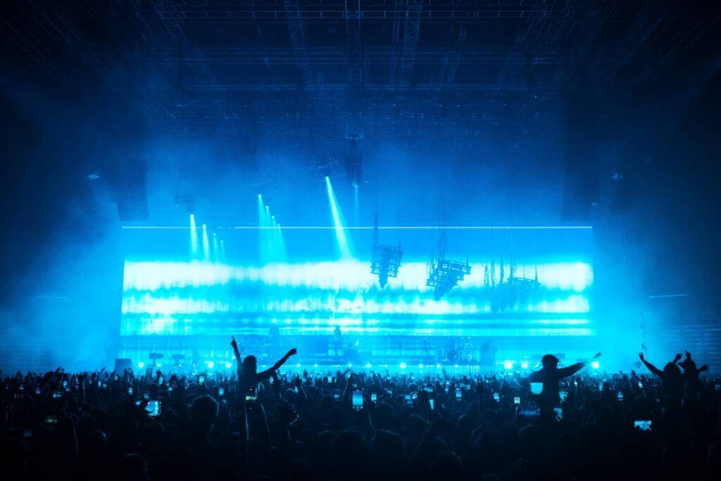 The L-Acoustics system design had to accommodate extensive production elements including a 28-meter-wide video wall