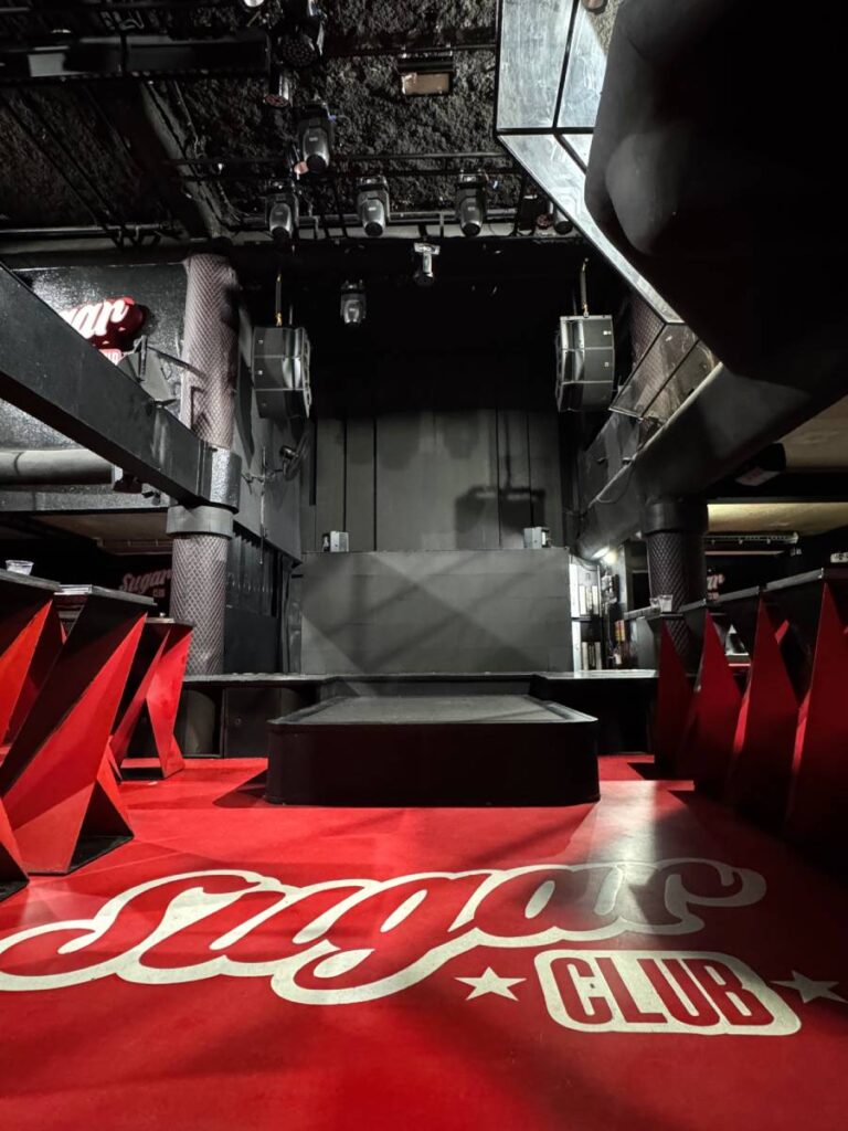 The Sugar Club’s main L/R system of one L-Acoustics A10 Focus and two A10 Wide boxes per side