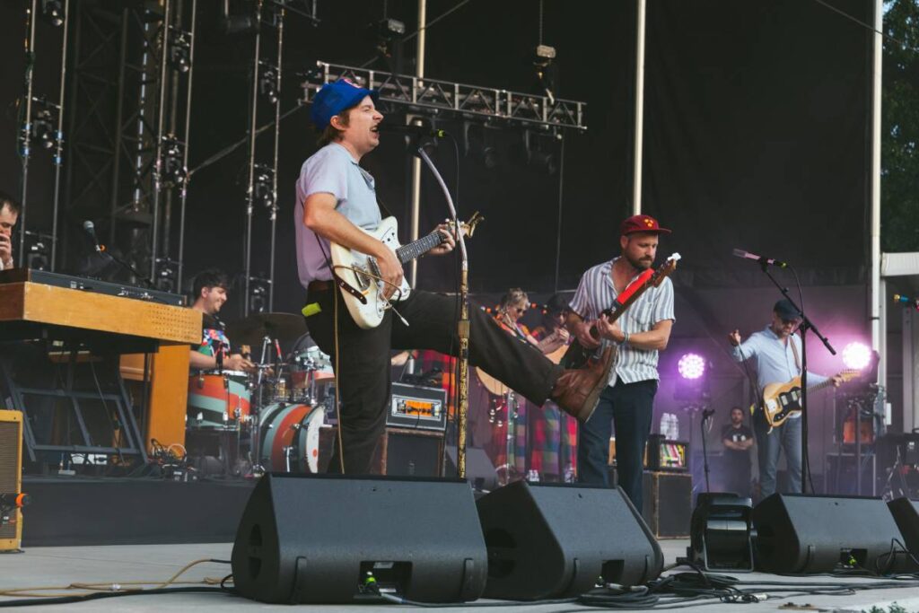 Dr. Dog performing at Forest Hills Stadium using L-Acoustics X15 HiQ wedges for stage monitoring (photo credit: Brian Kwon)