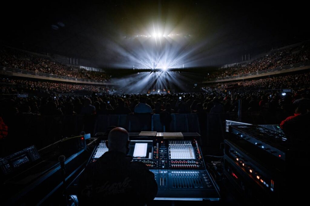 A view of the stage and house from the DiGiCo Quantum338-equipped FOH mix position