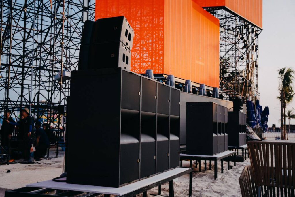 L-Acoustics A10 Wide and A10 Focus speakers provide comprehensive front-fill coverage, ensuring perfect audio clarity from the main dance floor to elevated viewing positions at Valley Beach Club