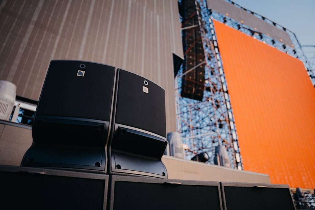 L-Acoustics A10 Wide speakers professional sound system mounted on KS28 subwoofers demonstrate the precision engineering required for Valley Beach Club's challenging coastal environment and noise-sensitive location