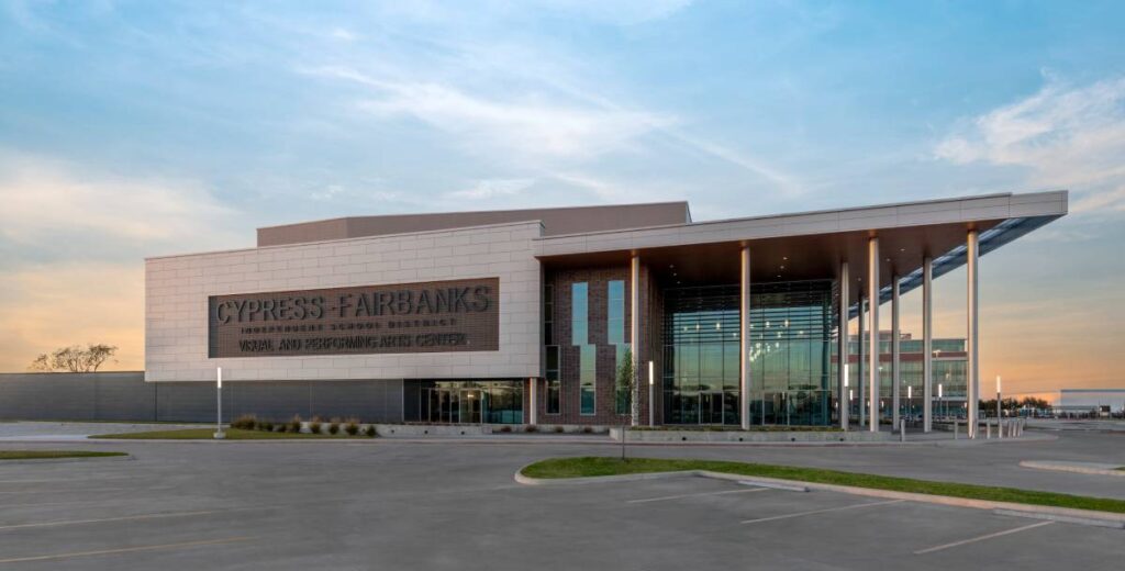 Cypress-Fairbanks Independent School District’s new Visual and Performing Arts Center (VPAC) is a modern 85,000-square-foot complex