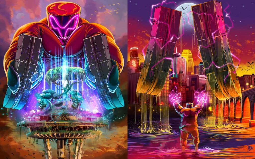 Ganja White Night’s promo artwork for the Seattle and Minneapolis shows featuring the use of L-Acoustics L Series concert sound systems (illustration credit: My Name Is Ebo / @my.name.is.ebo)