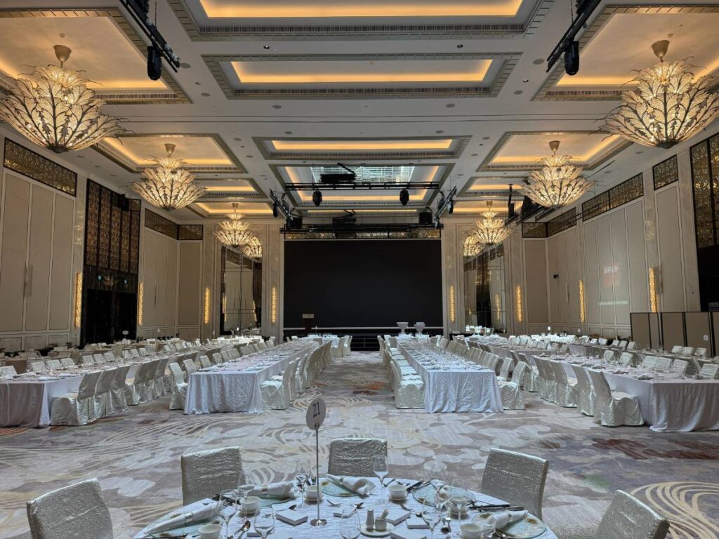 The newly renovated John Jacob Ballroom at the St. Regis Hotel showcases seamless audio integration with L-Acoustics S Series featuring eight L-Acoustics Soka speakers with four Syva Sub subwoofers for world-class sound