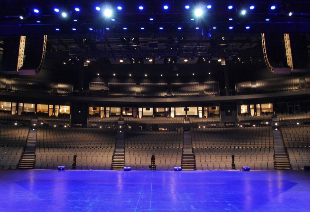 A view of the 6,350-capacity house, with X8i front-fills on the stage lip