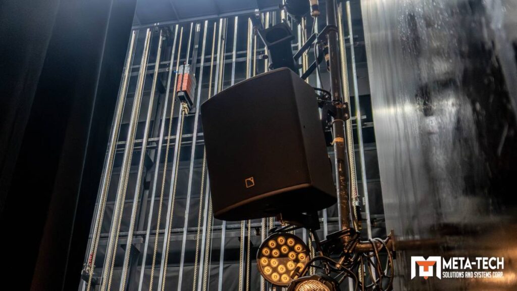 Performers on stage receive foldback from L-Acoustics X12 stage monitors in the International School Manila (ISM) Fine Arts Theater