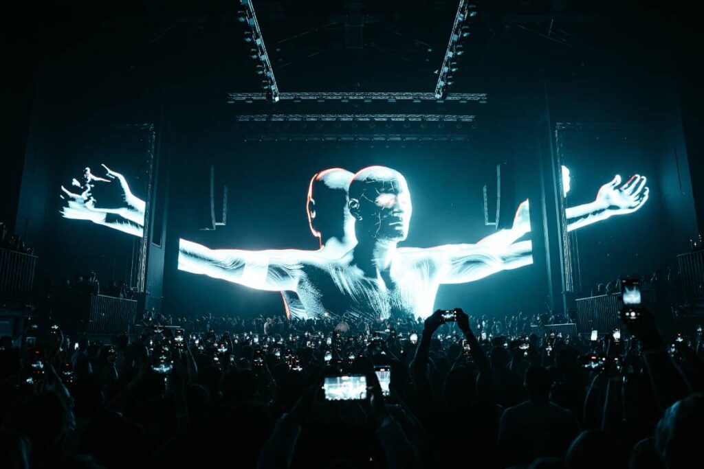 The 6,000-capacity venue combines an L-Acoustics L2 professional sound system with over 1,000 square metres of LED environment to create a full-spectrum sensory experience