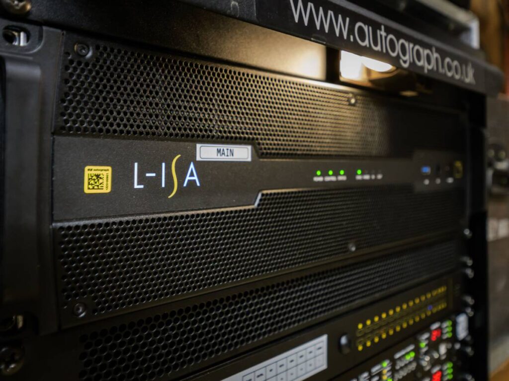 The system was built around an L-ISA Processor II, with LA7.16 amplified controllers and LS10 switches handling signal distribution via a redundant Milan-AVB