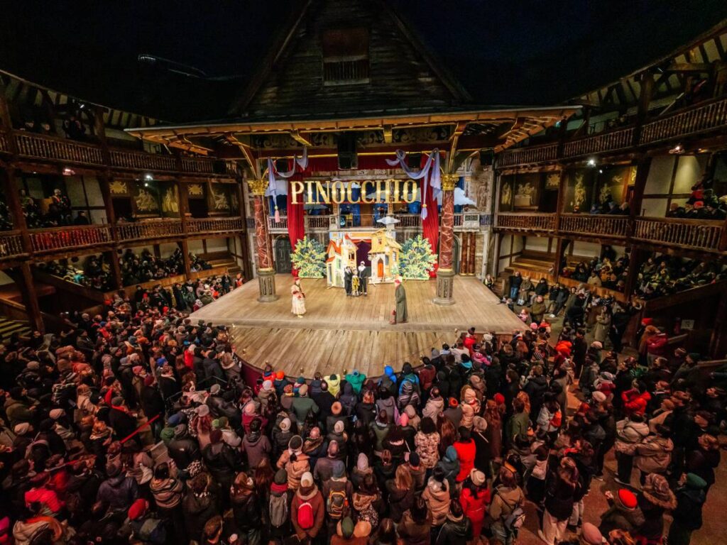 The Globe’s open-air, circular auditorium means sound behaves differently to a conventional enclosed theatre, contending with wind, the weather and the natural reverberation of the room