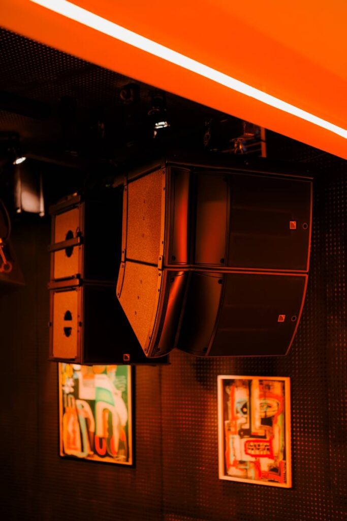  The main PA pairs two A15 per side with two SB15m per side flown behind the main hangs