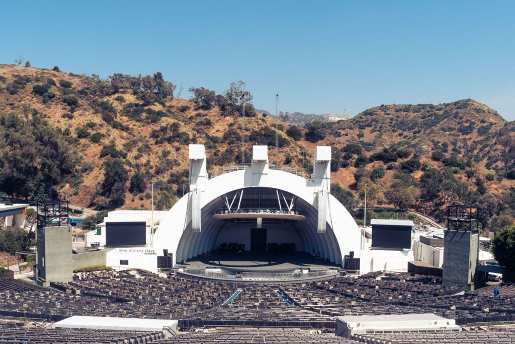 The Hollywood Bowl becomes the first venue in the world to install L-Acoustics L1 permanently, in a custom white finish designed to integrate with the venue's landmark bandshell architecture.