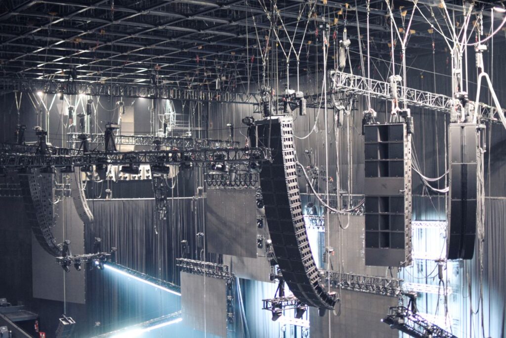 The arena’s K1/K2 mains, KS28 subs, and L2/L2D out-fill arrays