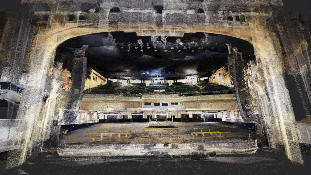 A LiDAR image of the view from the stage of the O2 Academy Brixton