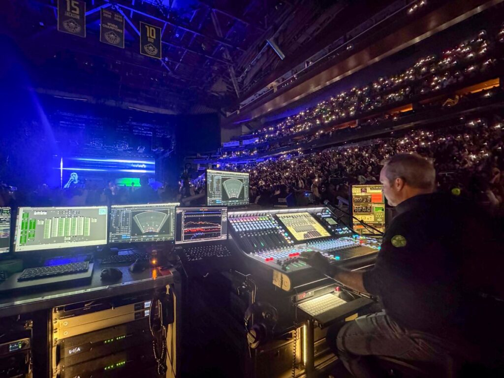 FOH Engineer Philip J Harvey mixing the North American leg of Lorde’s Ultrasound World Tour on a Solid State Logic L550 Plus console paired with L-Acoustics L-ISA