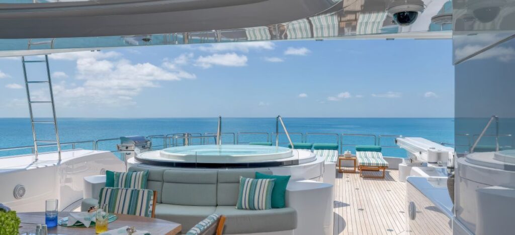 The Sun Deck received two L-Acoustics Soka inWall loudspeakers, six X4r, and two SB10r subs