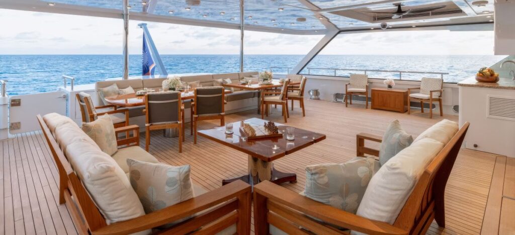On the Main Deck, two L-Acoustics Soka inWall, two X4r, and one ceiling-mounted SB10r provide coverage