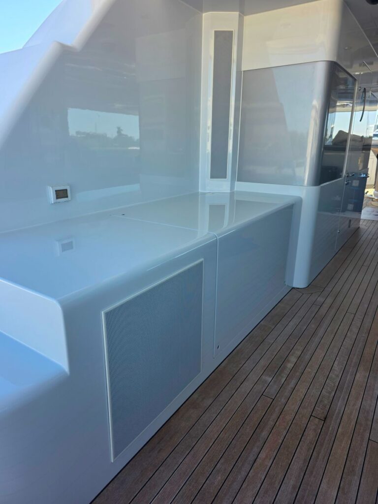 The Sun Deck’s L-Acoustics Soka inWall and SB10r subs tastefully melt into the vessel’s architecture