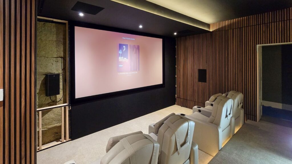 A view of one of the three coaxial L-Acoustics X8i frontal loudspeakers seen during the new sound system’s integration process