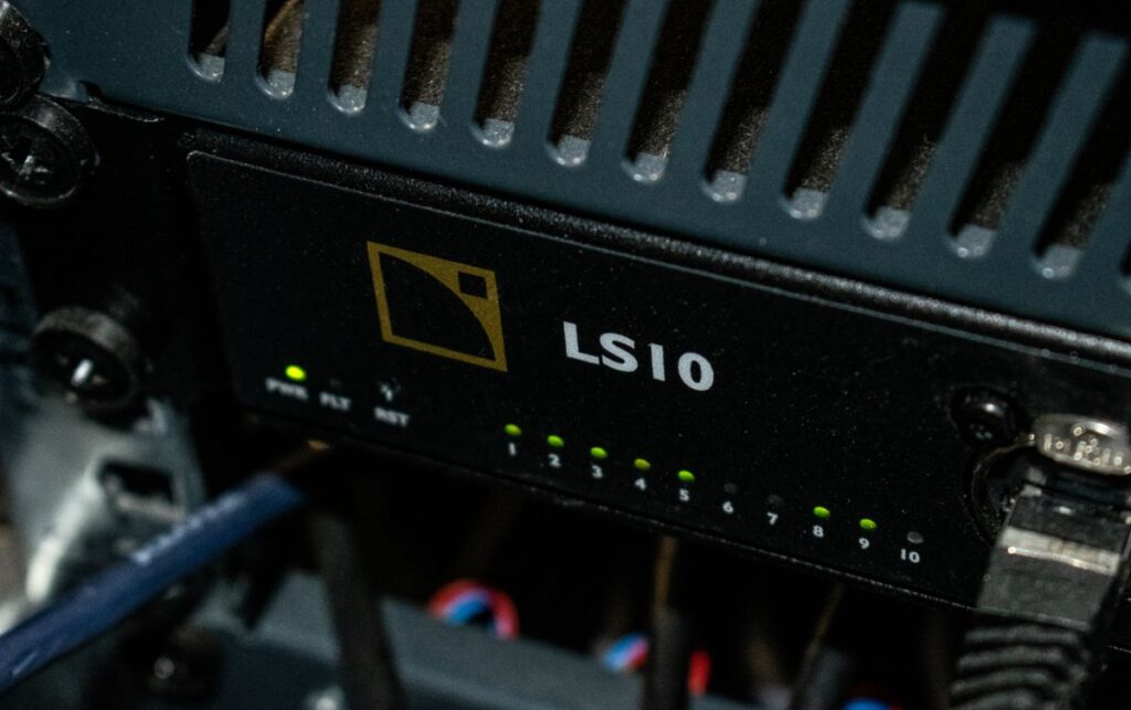 Six LS10 network switches complete the signal distribution infrastructure