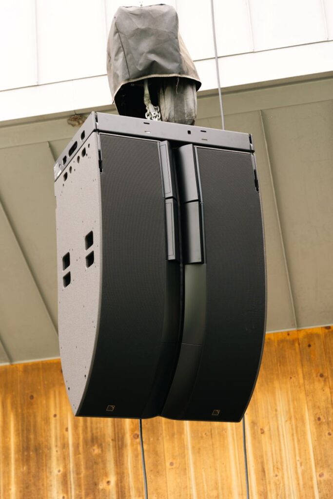 One of the venue’s four new compact L-Acoustics L2D arrays, installed by Bauder Audio Systems (photo credit: Shawn Hatten)