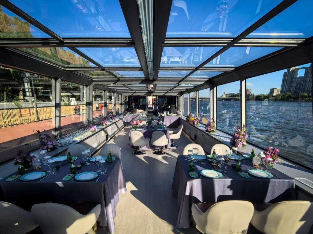 The acoustic was unforgiving: large expanses of glass across the cabin walls and roof made the space highly reverberant