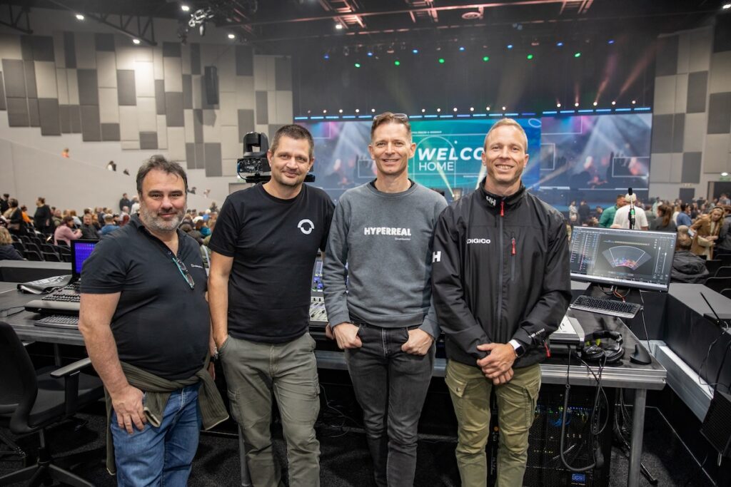 L-R: Richard Smith (Head of Audio, DWR Distribution), Robert Grobler (Project Consultant), Adriaan van der Walt (L-Acoustics Application Engineer), Kyle Freemantle (Solutions Architect, DWR Distribution).