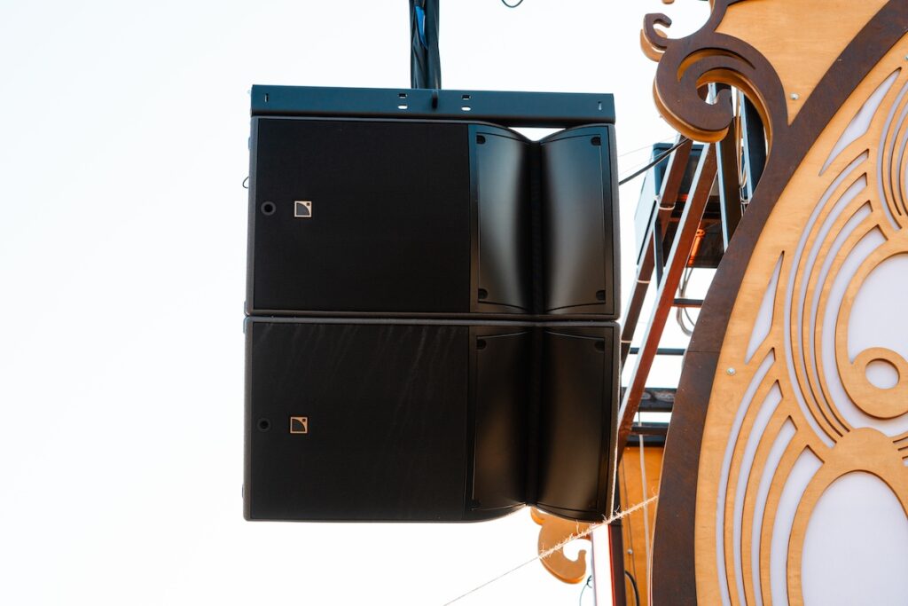 The main sound system centres on two hangs of two L-Acoustics A15 Wide, flown either side of the performance area