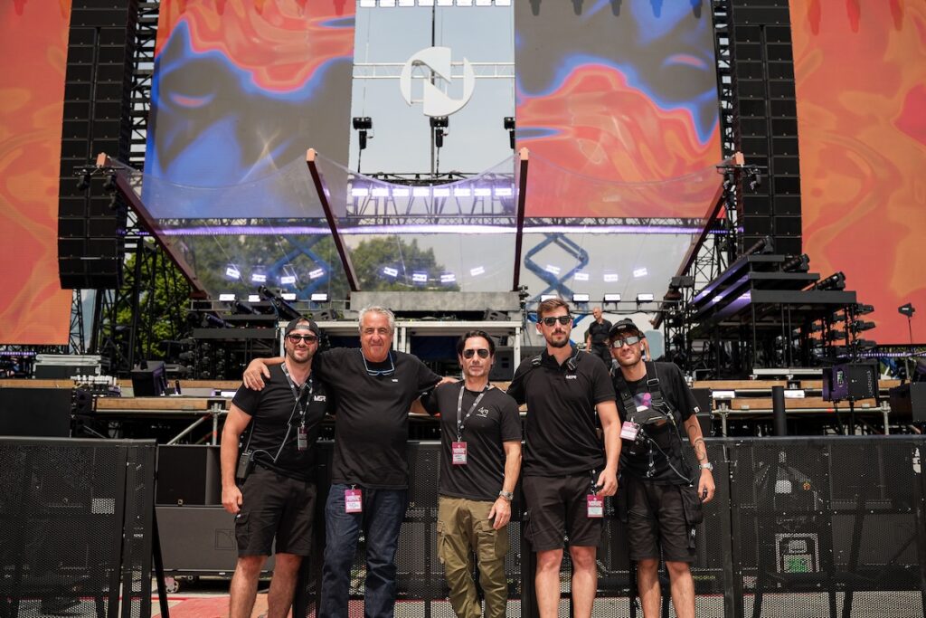 Milano Show Rent owners, L-R: William Procopio, Nicola Procopio, Laurent Vaissié (CEO, L-Acoustics), Amaury Froiio and Mattia Procopio