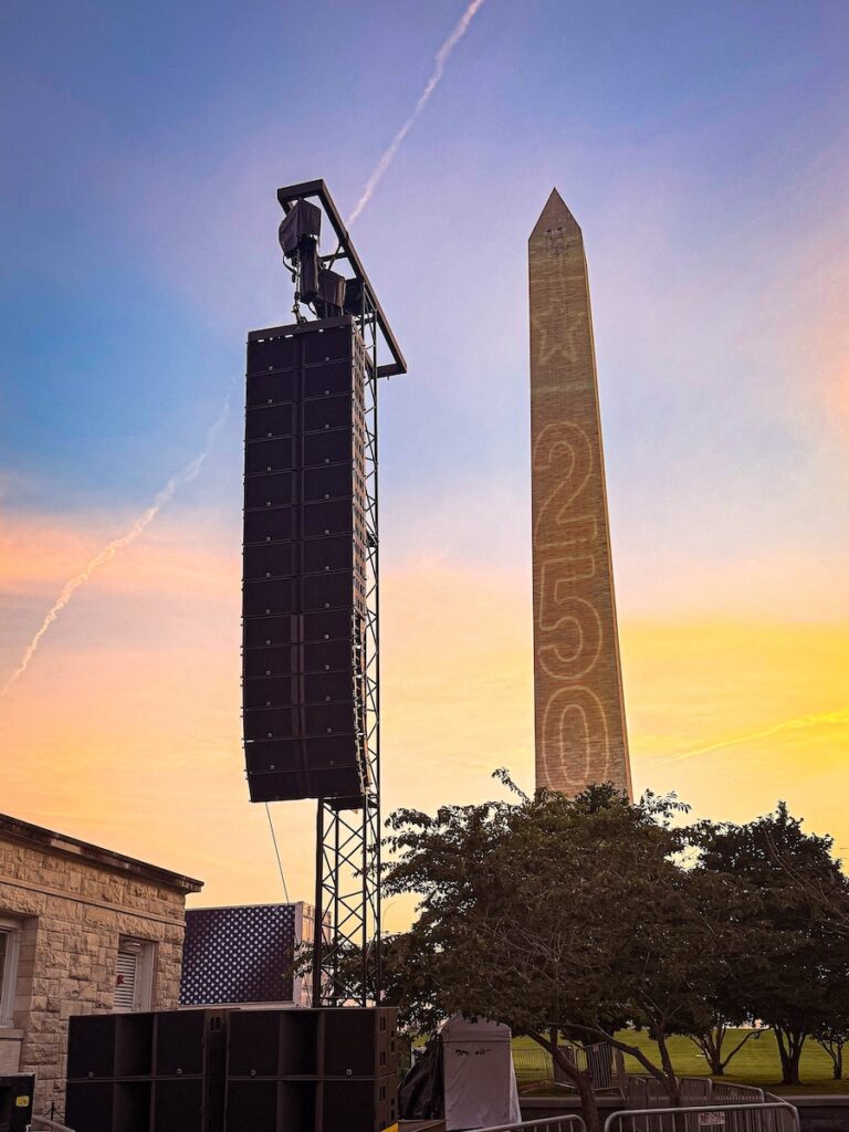 Washington, D.C.’s Mall East main arrays featured eight L-Acoustics K1 enclosures over six K2 per side, with six KS28 subs below each main in two stacks of three